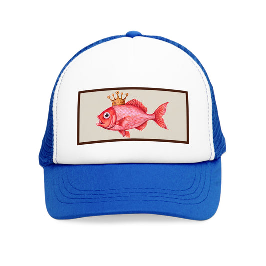 Crowned Fish Mesh Cap | Fun Fishing Hat, Summer Accessory, Unique Gift, Fishing Enthusiast Gear, Casual Outdoor Style