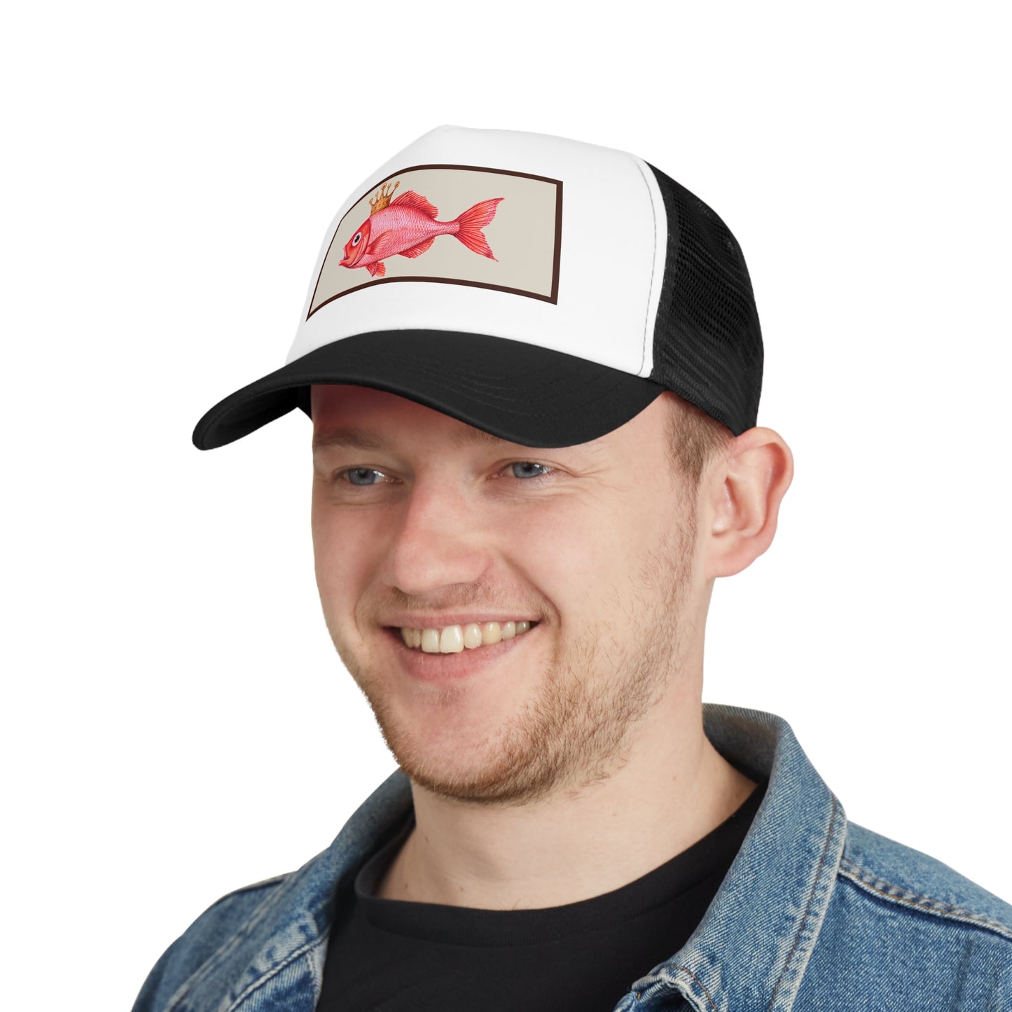 Crowned Fish Mesh Cap | Fun Fishing Hat, Summer Accessory, Unique Gift, Fishing Enthusiast Gear, Casual Outdoor Style