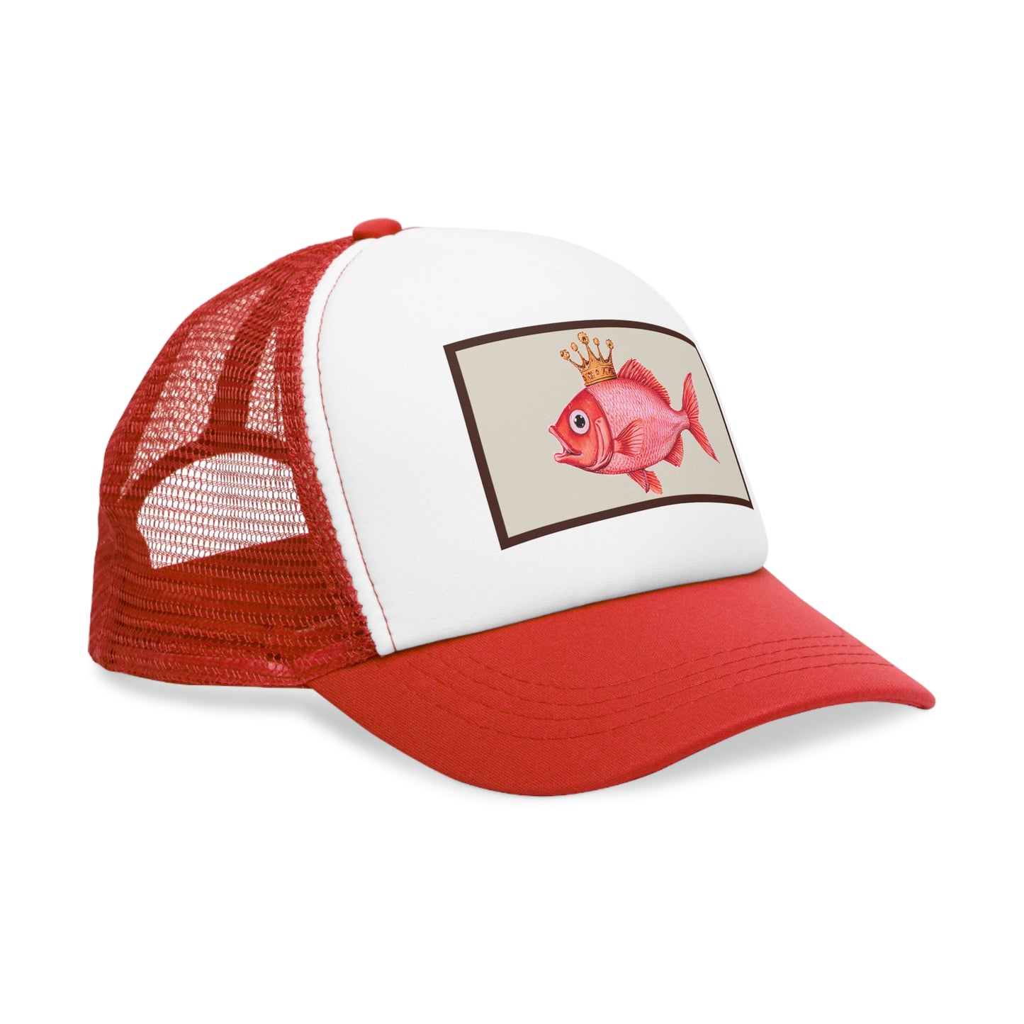 Crowned Fish Mesh Cap | Fun Fishing Hat, Summer Accessory, Unique Gift, Fishing Enthusiast Gear, Casual Outdoor Style