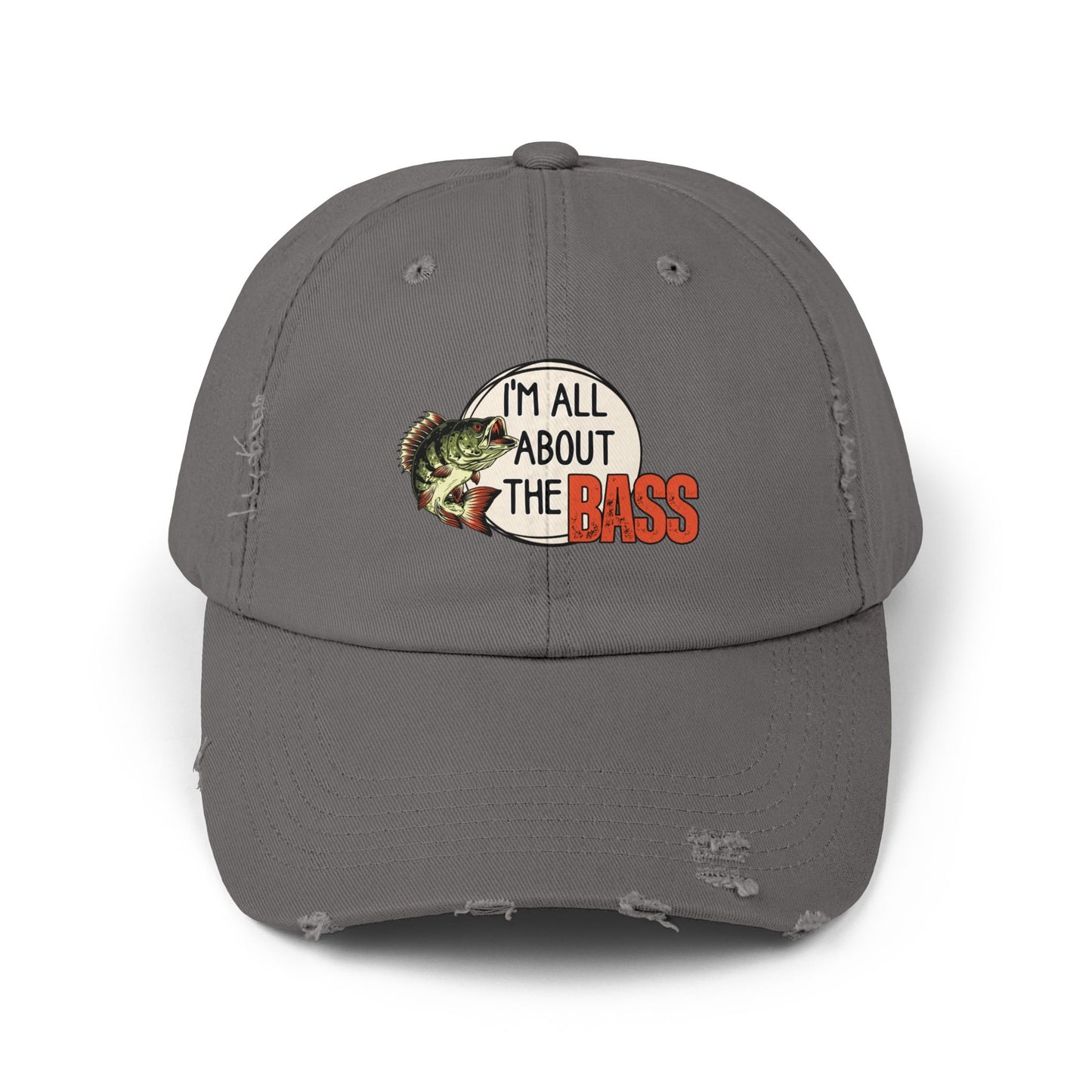 Distressed cap, orange all about the bass