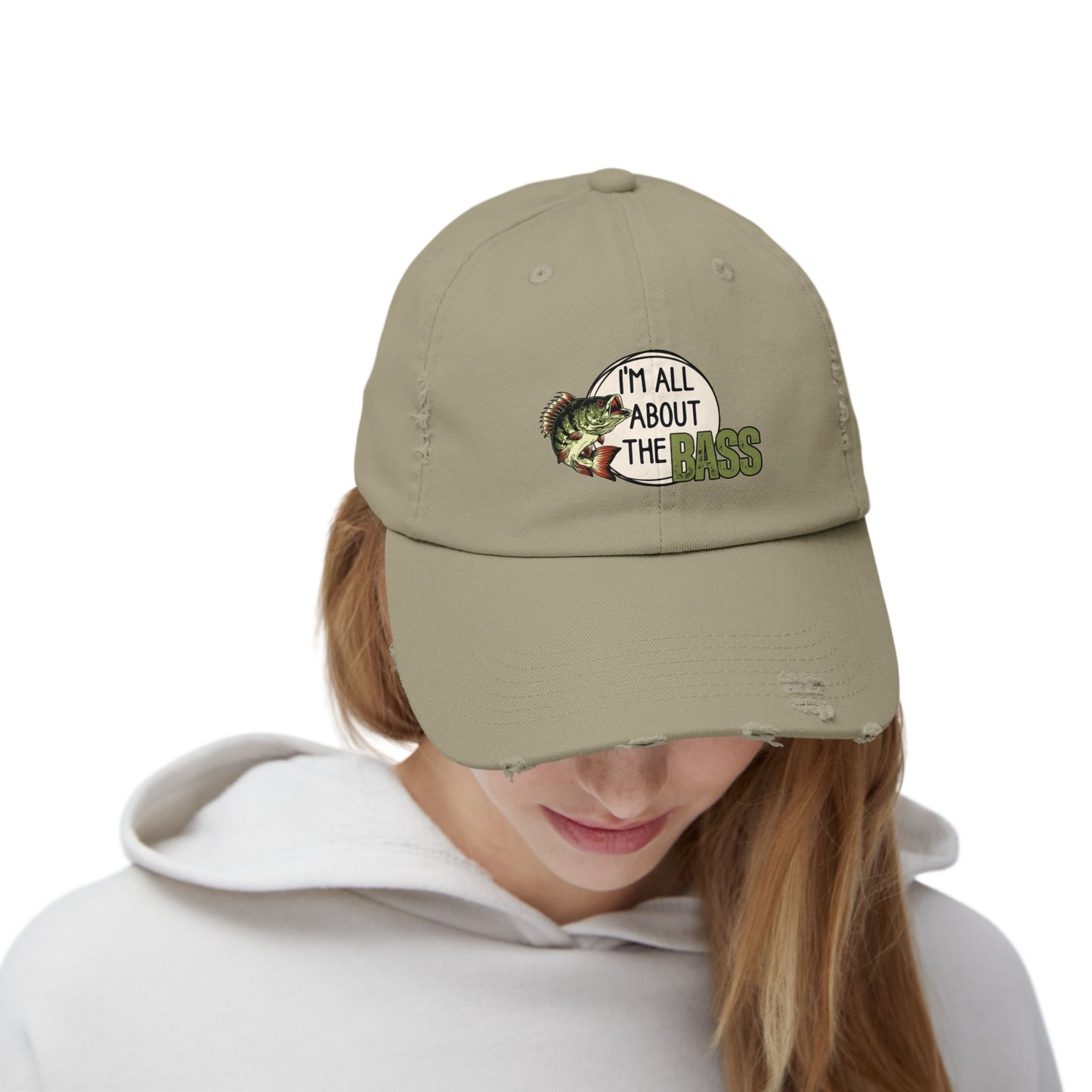 Distressed Fishing Cap, Green Im all about the bass
