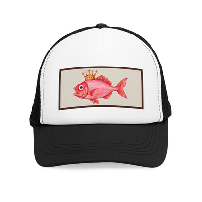 Crowned Fish Mesh Cap | Fun Fishing Hat, Summer Accessory, Unique Gift, Fishing Enthusiast Gear, Casual Outdoor Style
