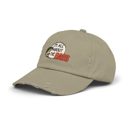 Distressed cap, orange all about the bass