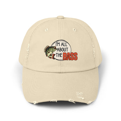Distressed cap, orange all about the bass