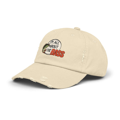 Distressed cap, orange all about the bass