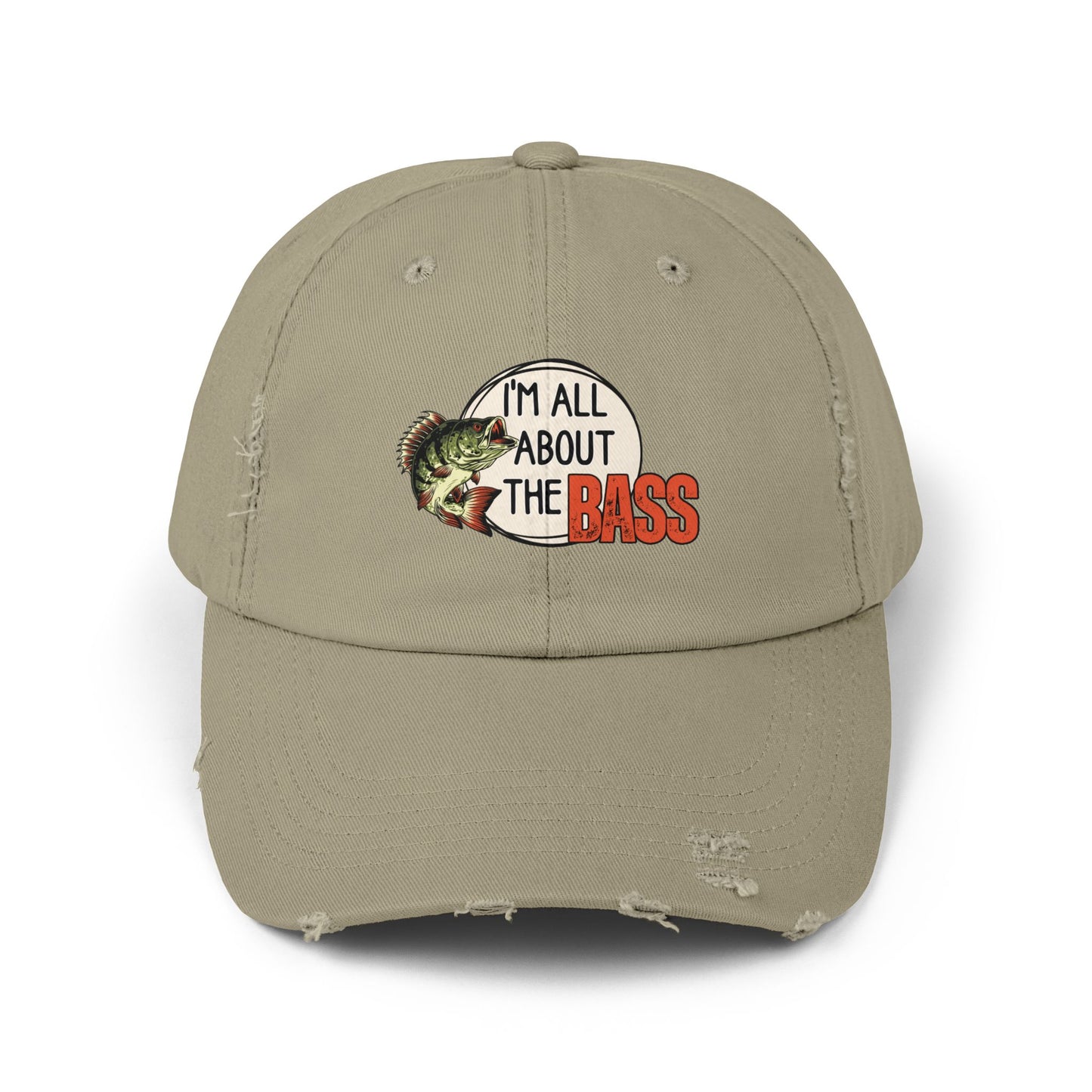 Distressed cap, orange all about the bass