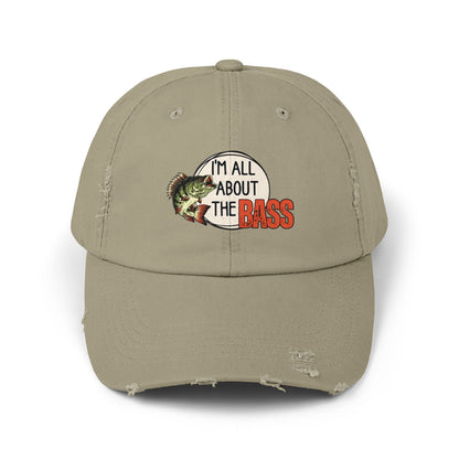 Distressed cap, orange all about the bass
