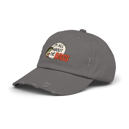 Distressed cap, orange all about the bass