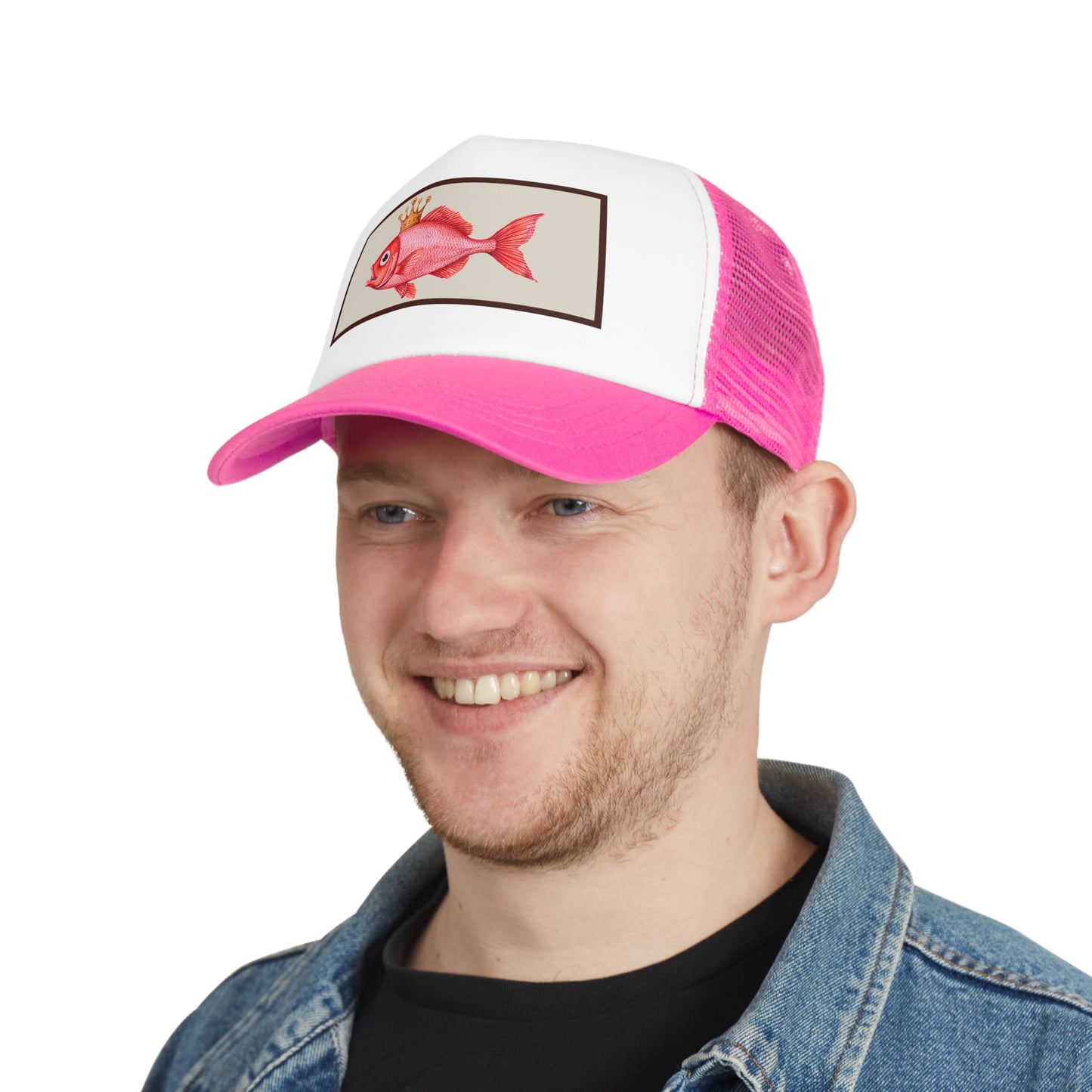 Crowned Fish Mesh Cap | Fun Fishing Hat, Summer Accessory, Unique Gift, Fishing Enthusiast Gear, Casual Outdoor Style