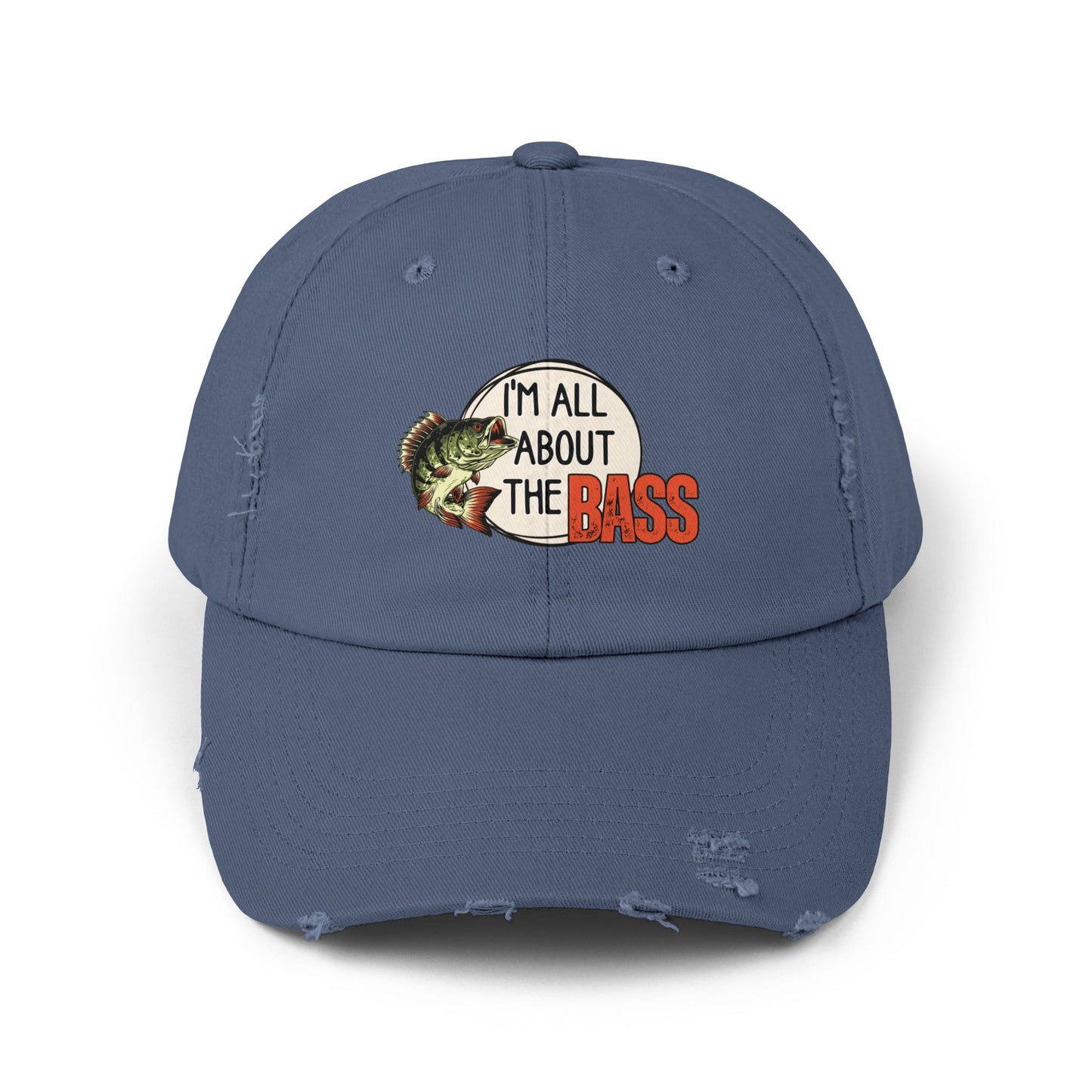 Distressed cap, orange all about the bass