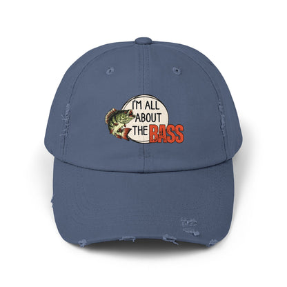 Distressed cap, orange all about the bass