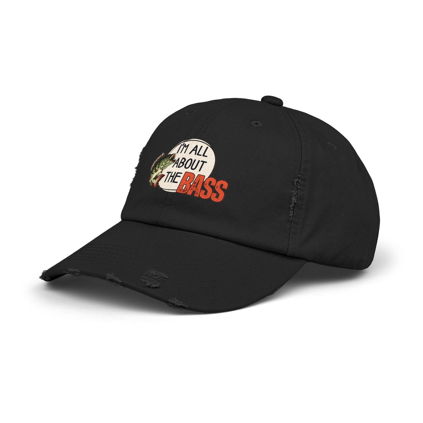 Distressed cap, orange all about the bass