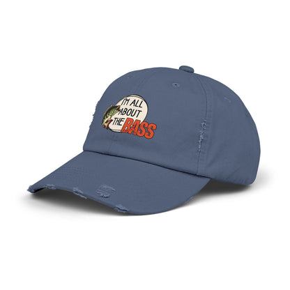 Distressed cap, orange all about the bass