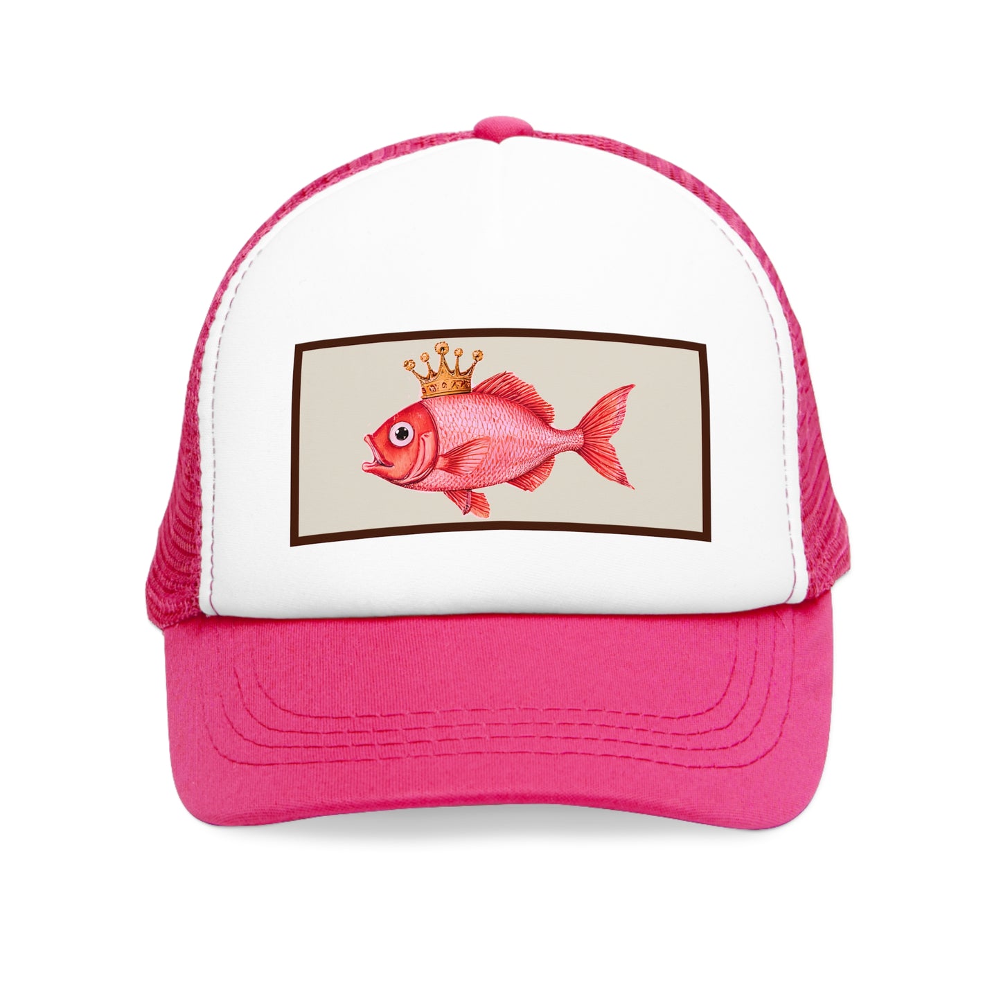 Crowned Fish Mesh Cap | Fun Fishing Hat, Summer Accessory, Unique Gift, Fishing Enthusiast Gear, Casual Outdoor Style