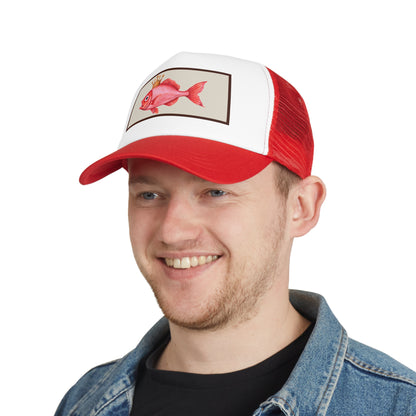Crowned Fish Mesh Cap | Fun Fishing Hat, Summer Accessory, Unique Gift, Fishing Enthusiast Gear, Casual Outdoor Style