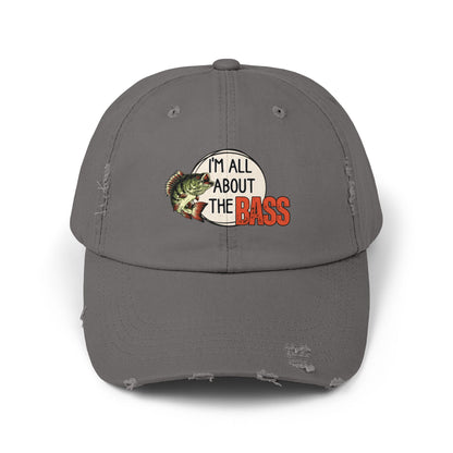 Distressed cap, orange all about the bass