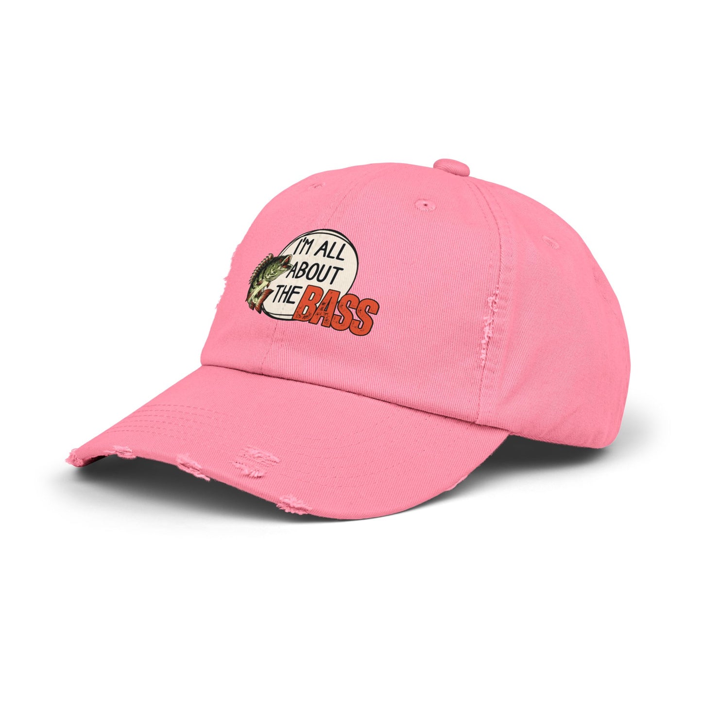 Distressed cap, orange all about the bass