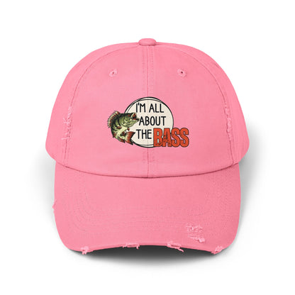 Distressed cap, orange all about the bass