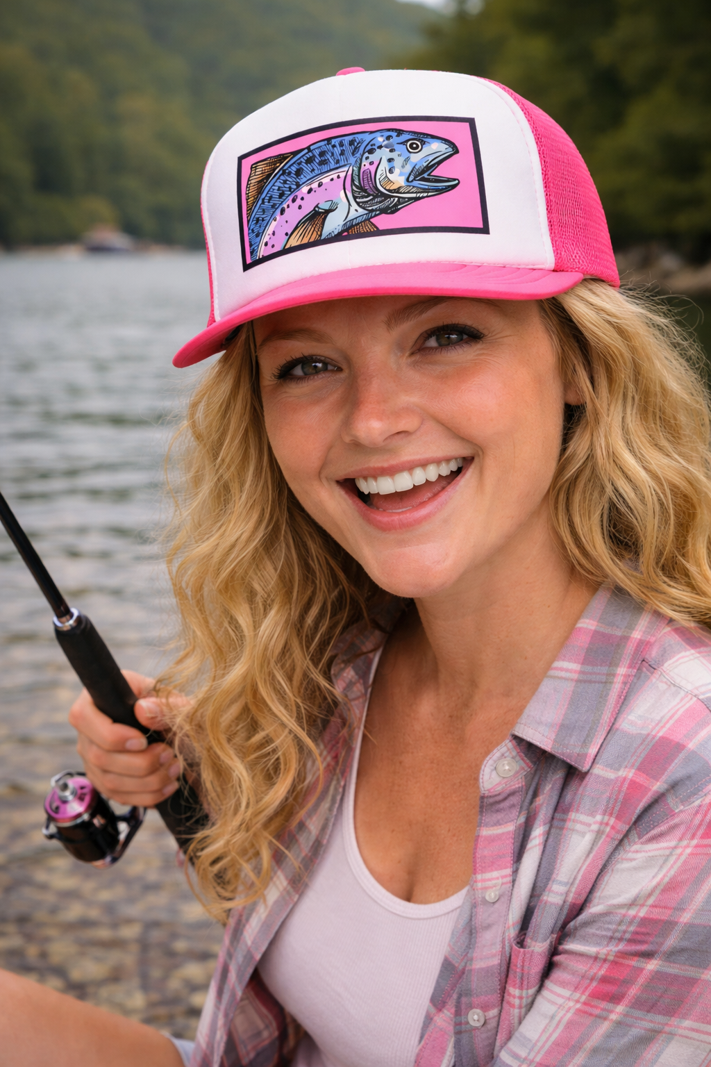 Foam trucker Cap Pink Fish